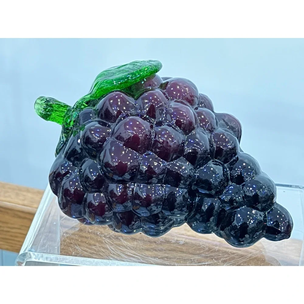 Art Glass Grapes Cluster Vintage Purple Fruit Sculpture Centerpiece 6
